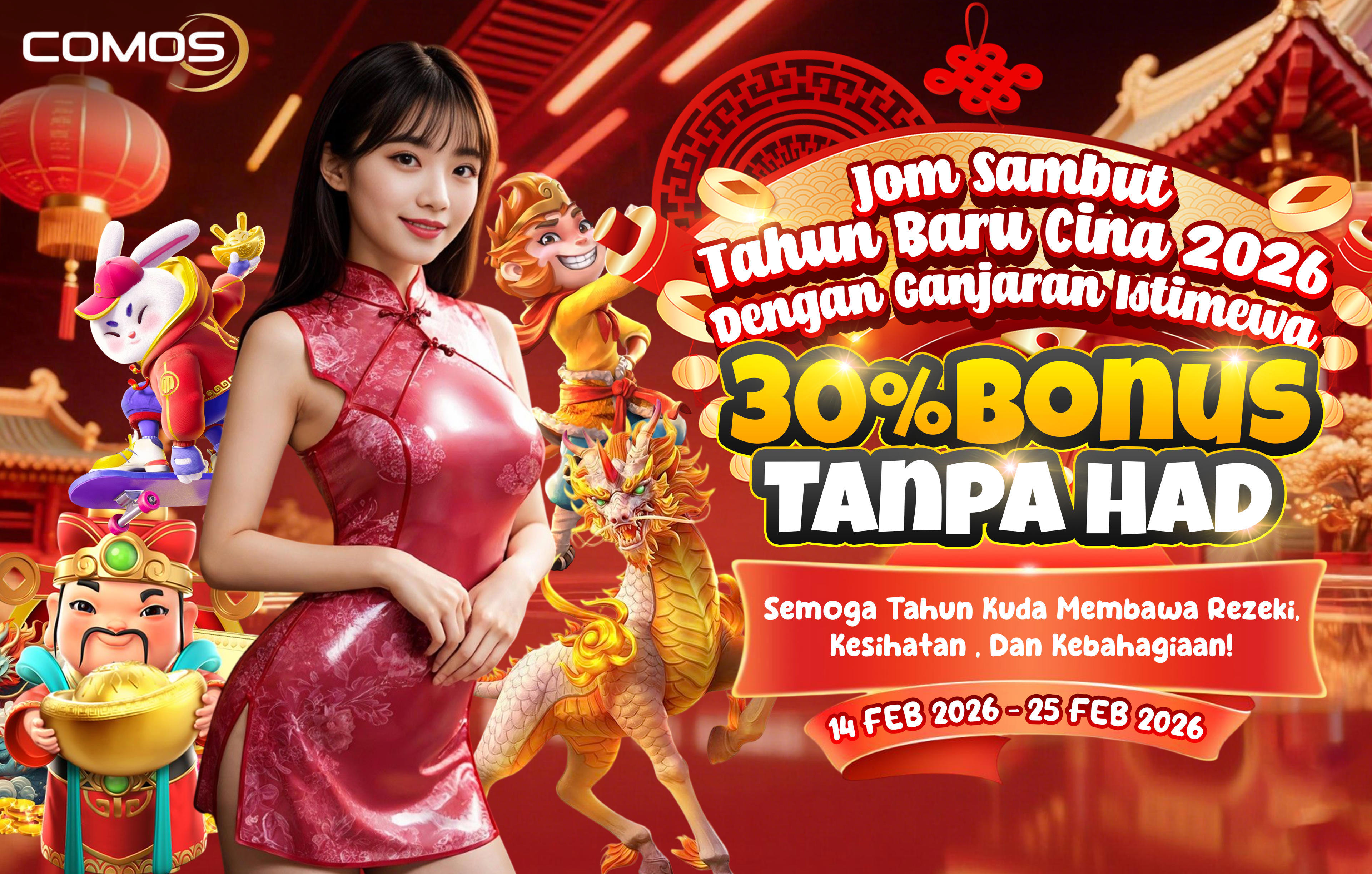Jom Sambut Tahun Baru Cina 2026 Dengan Ganjaran Istimewa , 30% Bonus Tanpa Had ( Semoga Tahun Kuda Membawa Rezeki , Kesihatan , Dan Kebahagiaan ! )