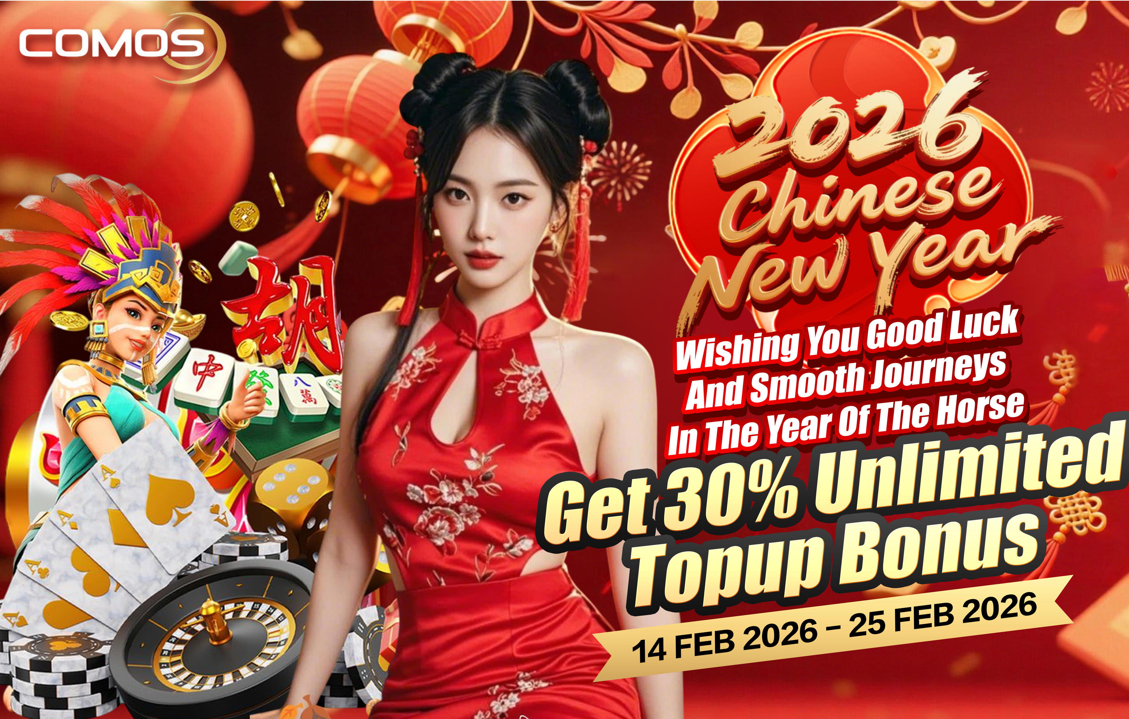 2026 Happy Chinese New Year , ( Wishing You Good Luck And Smooth Journeys In The Year Of The Horse ! ) Get 30% Unlimited Topup Bonus ！！！