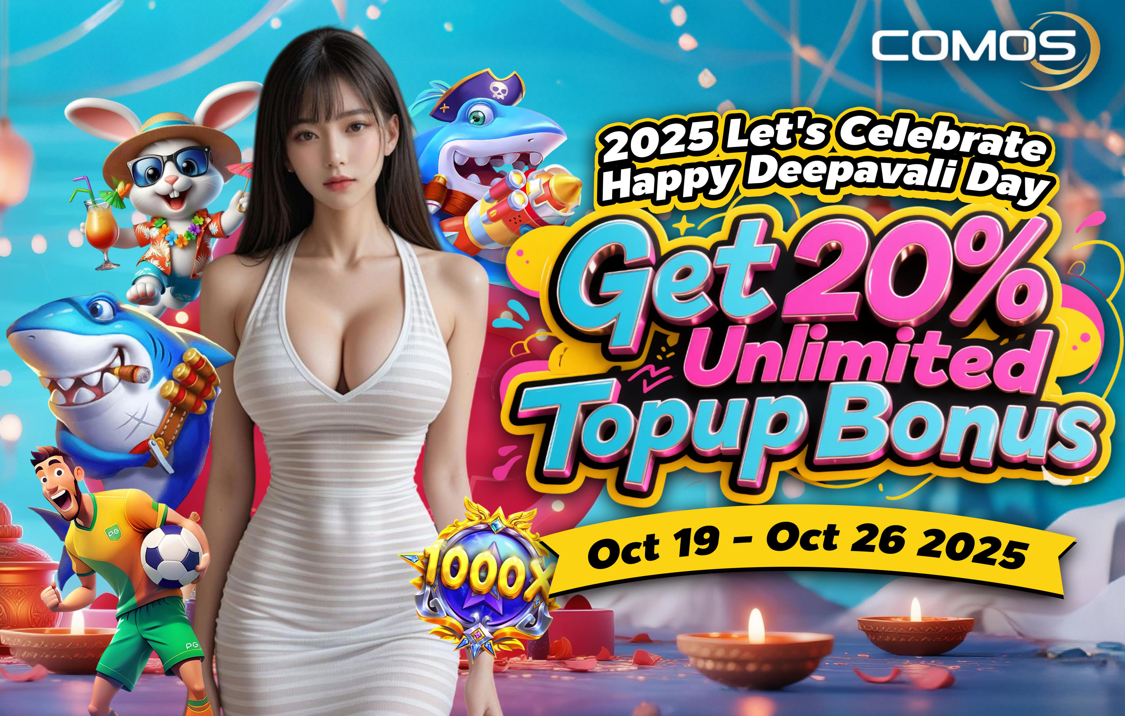 2025 Let's Celebrate Happy Deepavali Day , Get 20% Unlimited Topup Bonus (Valid On 19th Oct - 26th Oct 2025)